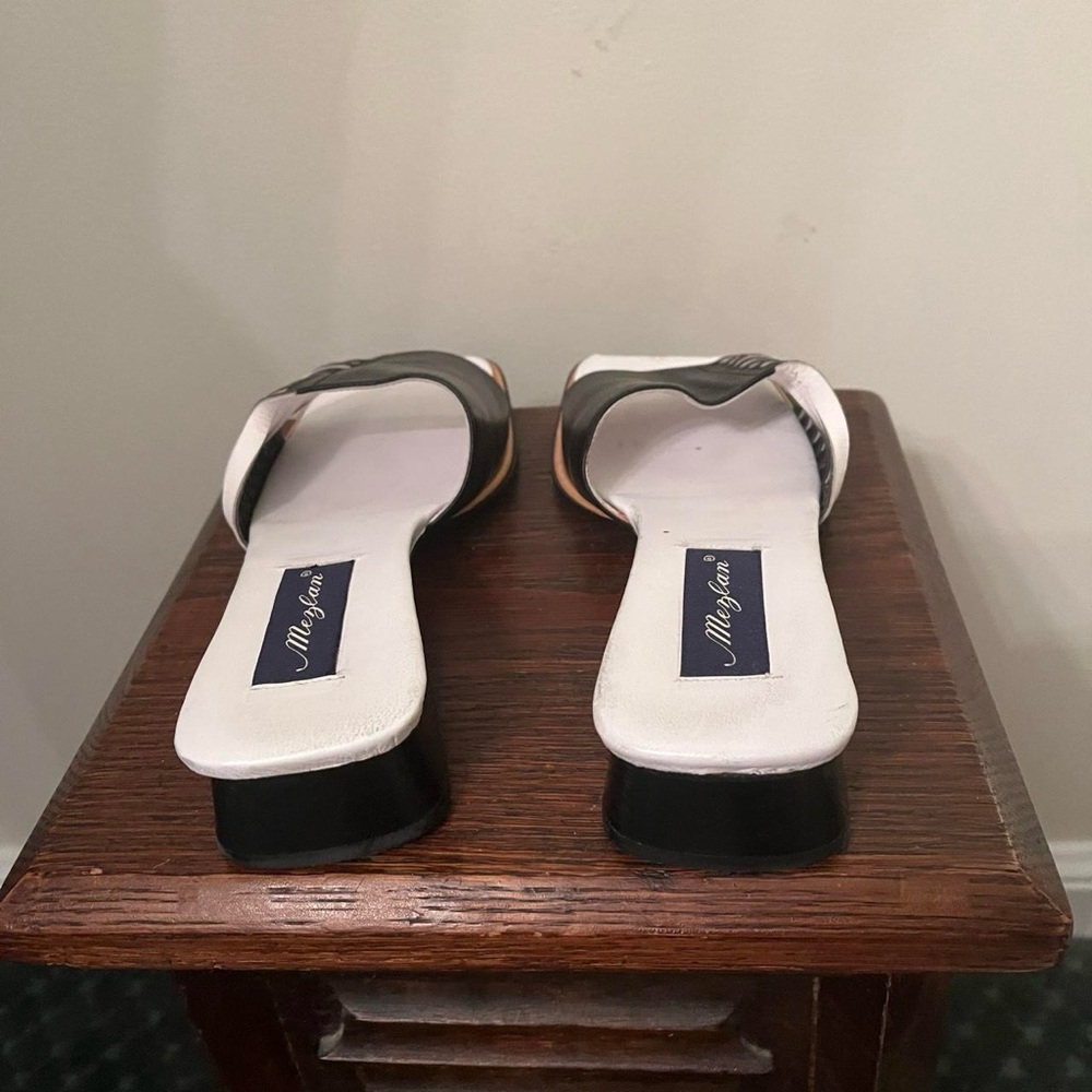 Y2K Vintage Mezlan Black White Leather Sandal Heels - Picture 6 of 7